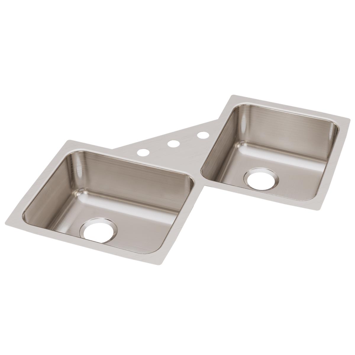 Elkay Lustertone SS 32 x 32 x 7.8 Equal Double Bowl Corner Sink