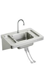 Elkay ESLV2820FC Wall Mount 16 Gauge Stainless Steel Surgeons Bathroom Sink with Spout, Foot Valve and Drain Fitting