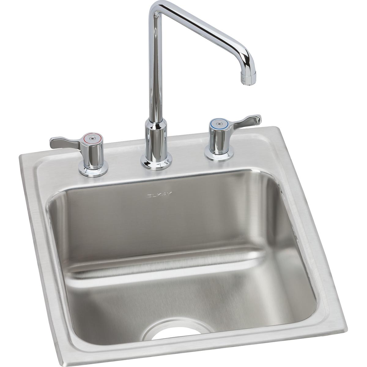 Elkay Lustertone SS 17 x 20 x 7.6 Single Bowl Dropin Bathroom Sink Kit