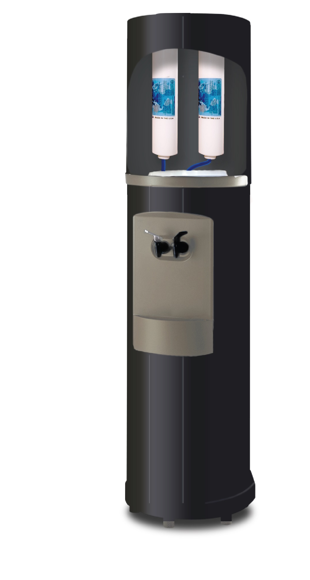 Bottleless Filtered Water Dispenser Black and Grey Water Cooler