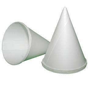 4 oz. cone water cups with rolled top edge. Treated paper - white. These cone paper cups fit all Aquaverve adjustable cup dispensers except the Universal.