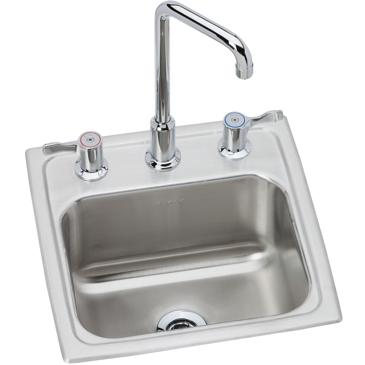 Elkay Lustertone SS 15 x 15 x 7.1 Single Bowl Dropin Bar Sink Kit