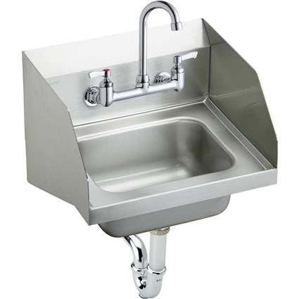 SS 16-3/4"x15-1/2"x13"Sngl Wall Sink Kit