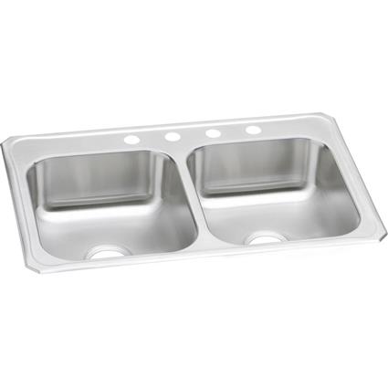 SS 33x22x7 Double Bowl Drop-in Sink