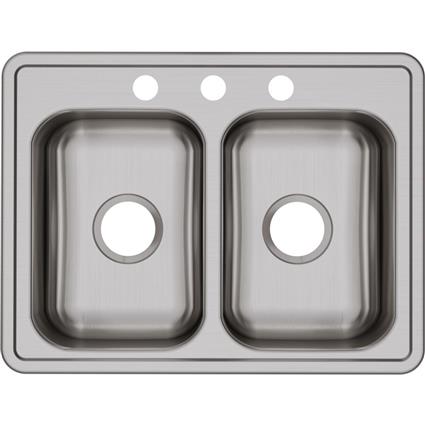 SS 25x19x6.3 Double Bowl Drop-in Sink