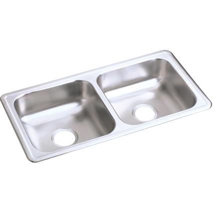 SS 33x17x6 Double Bowl Drop-in Sink