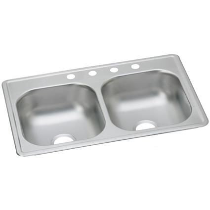 SS 33x19x6.4 Double Bowl Drop-in Sink