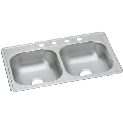 SS 33x21.2x6.5 Dbl Bowl Drop-in Sink