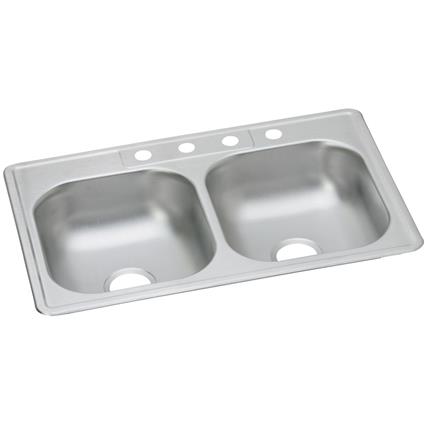 SS 33x22x6.5 Double Bowl Drop-in Sink