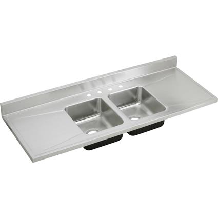 SS 66 x 25 x 7.5 Dbl Bowl Sink Top