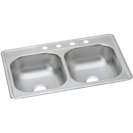 SS 33x22x7.1 Double Bowl Drop-in Sink