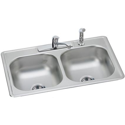 SS 33x22x7.1 Dbl Drop-in Sink Kit