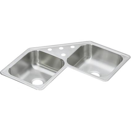 SS 31.8 x 31.8 x 7 Dbl Bowl Corner Sink