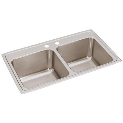 SS 33x19.5x10.1 Dbl Bowl Drop-in Sink
