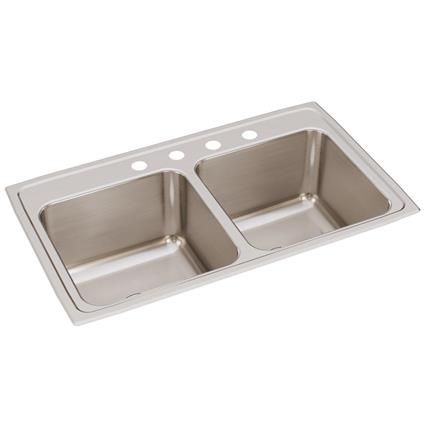 SS 33x19.5x10.1 Dbl Bowl Drop-in Sink
