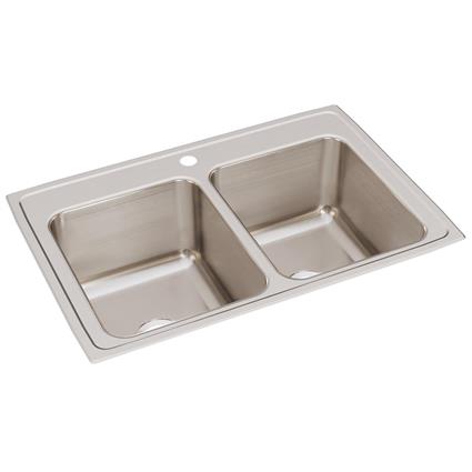 SS 33x22x12.1 Dbl Bowl Drop-in Sink