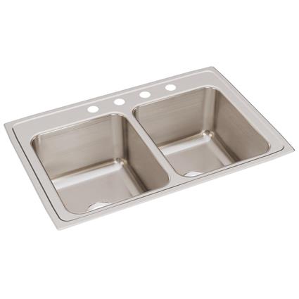 SS 33x22x12.1 Dbl Bowl Drop-in Sink