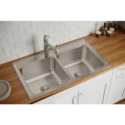 SS 37x22x10.1 Dbl Bowl Drop-in Sink