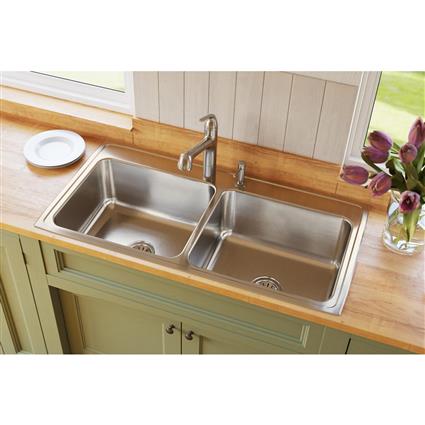 SS 43x22x10.1 Dbl Bowl Drop-in Sink