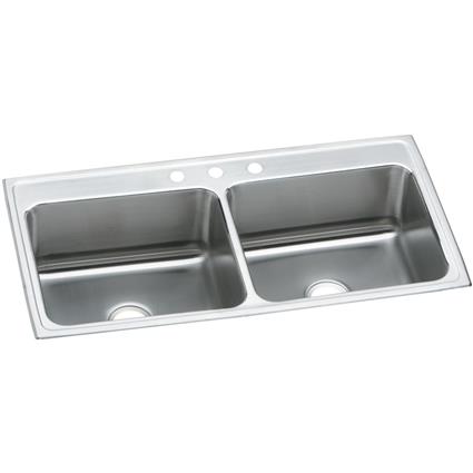 SS 43x22x12.1 Dbl Bowl Drop-in Sink