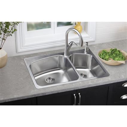 SS 33 x 22 x 8  Double Bowl Dual Mt Sink