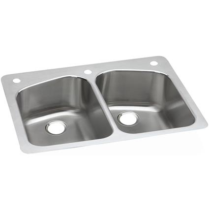 SS 33 x 22 x 8 Double Bowl Dual Mt Sink