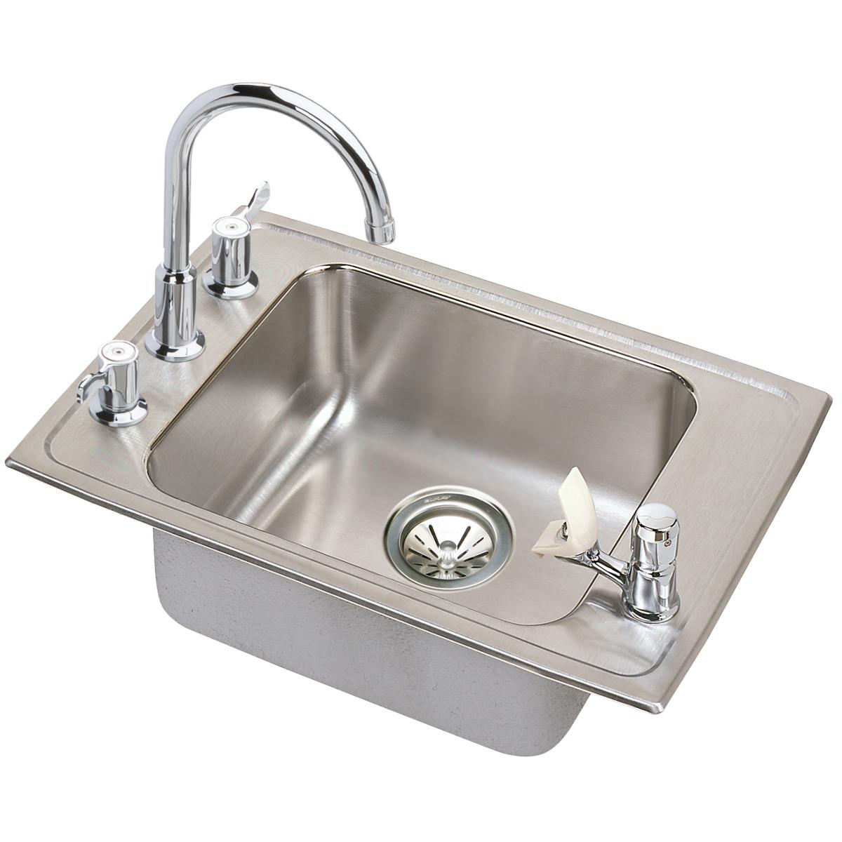 Elkay Lustertone SS 25 x 17 x 5.5 Single Bowl Dropin Classroom Sink Kit