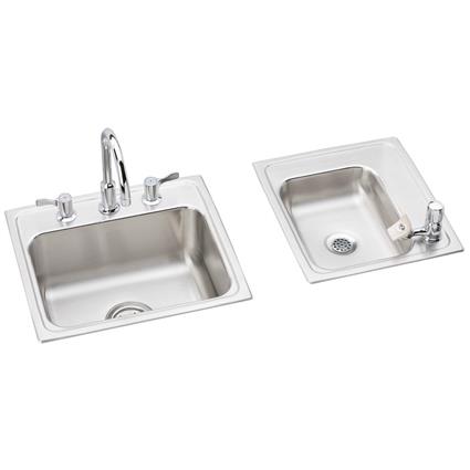 SS 34x17x7.6 Dbl Drop-in Sink Kit