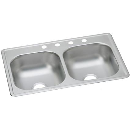 SS 33x19x8 Double Bowl Drop-in Sink