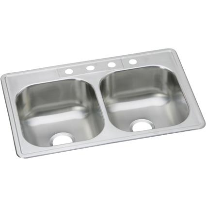 SS 33x21.2x8.1 Dbl Bowl Drop-in Sink