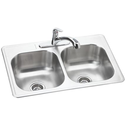 SS 33x22x8.1 Dbl Drop-in Sink Kit
