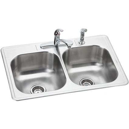 SS 33x22x8.1 Dbl Drop-in Sink Kit
