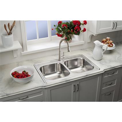 SS 33x22x8.1 Double Bowl Drop-in Sink