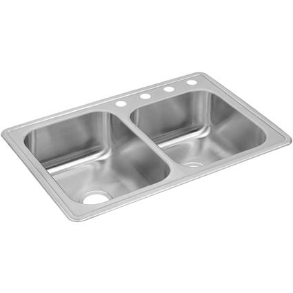 SS 33x22x8.2 Dbl Bowl Drop-in Sink