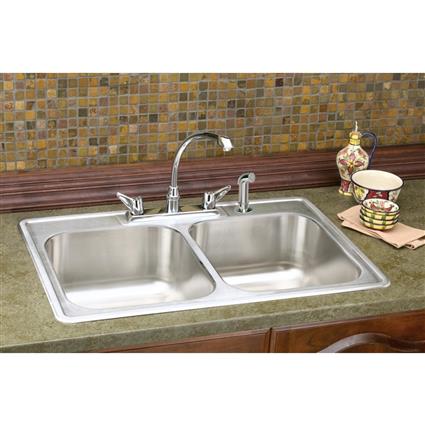SS 33x22x8.2 Double Bowl Drop-in Sink