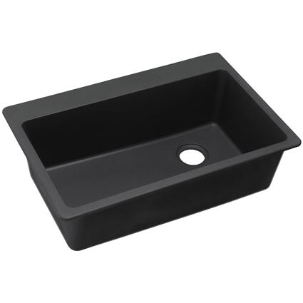 Qtz 33x22x9.5 Single Drop-in Sink Black