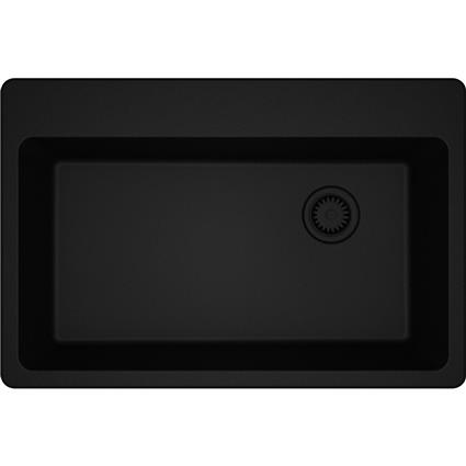 Qtz 33x22x9.5 Single Drop-in Sink Black