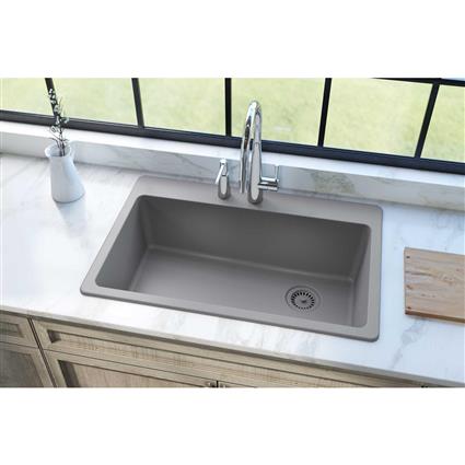 Qtz 33x22x9.5 Sng Drop-in Sink Greystone