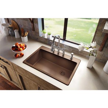 Qtz 33x22x9.5 Single Drop-in Sink Mocha