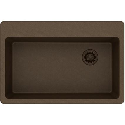 Qtz 33x22x9.5 Single Drop-in Sink Mocha