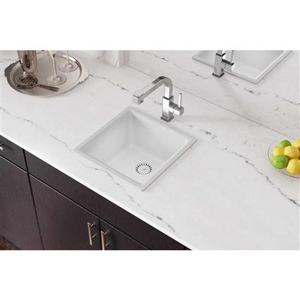 Qtz 15.7x15.7x7.7 Single Dual Sink White