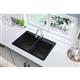 Quartz 33x22x9.5 Dbl Drop-in Sink Black