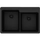 Quartz 33x22x9.5 Dbl Drop-in Sink Black