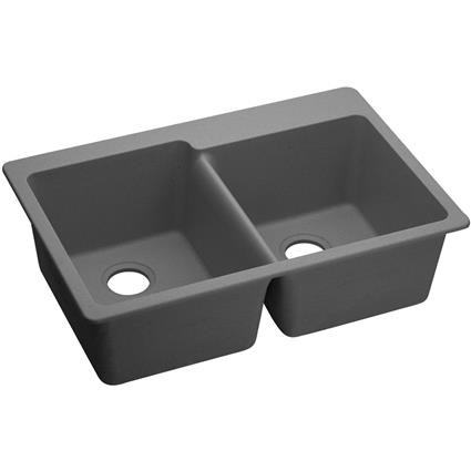 Qtz 33x22x9.5 Dbl Drop-in Sink Greystone