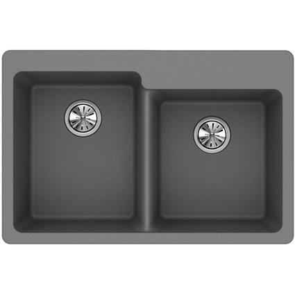 Qtz 33x22x9.5 Dbl Drop-in Sink Greystone