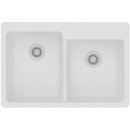 Quartz 33x22x9.5 Dbl Drop-in Sink White
