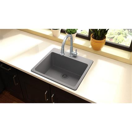 Qtz 25x22x9.5 Sng Drop-in Sink Greystone