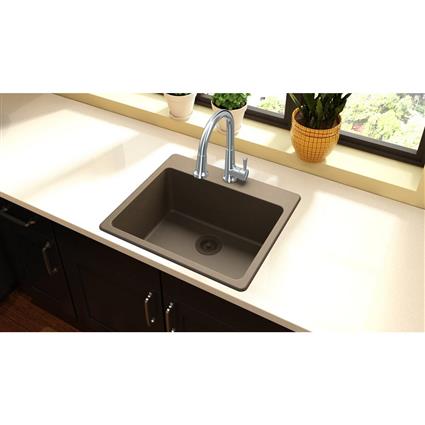 Qtz 25x22x9.5 Single Drop-in Sink Mocha