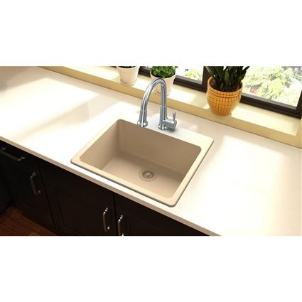 Quartz 25x22x9.5 Sngl Drop-in Sink Sand