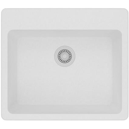 Qtz 25x22x9.5 Single Drop-in Sink White